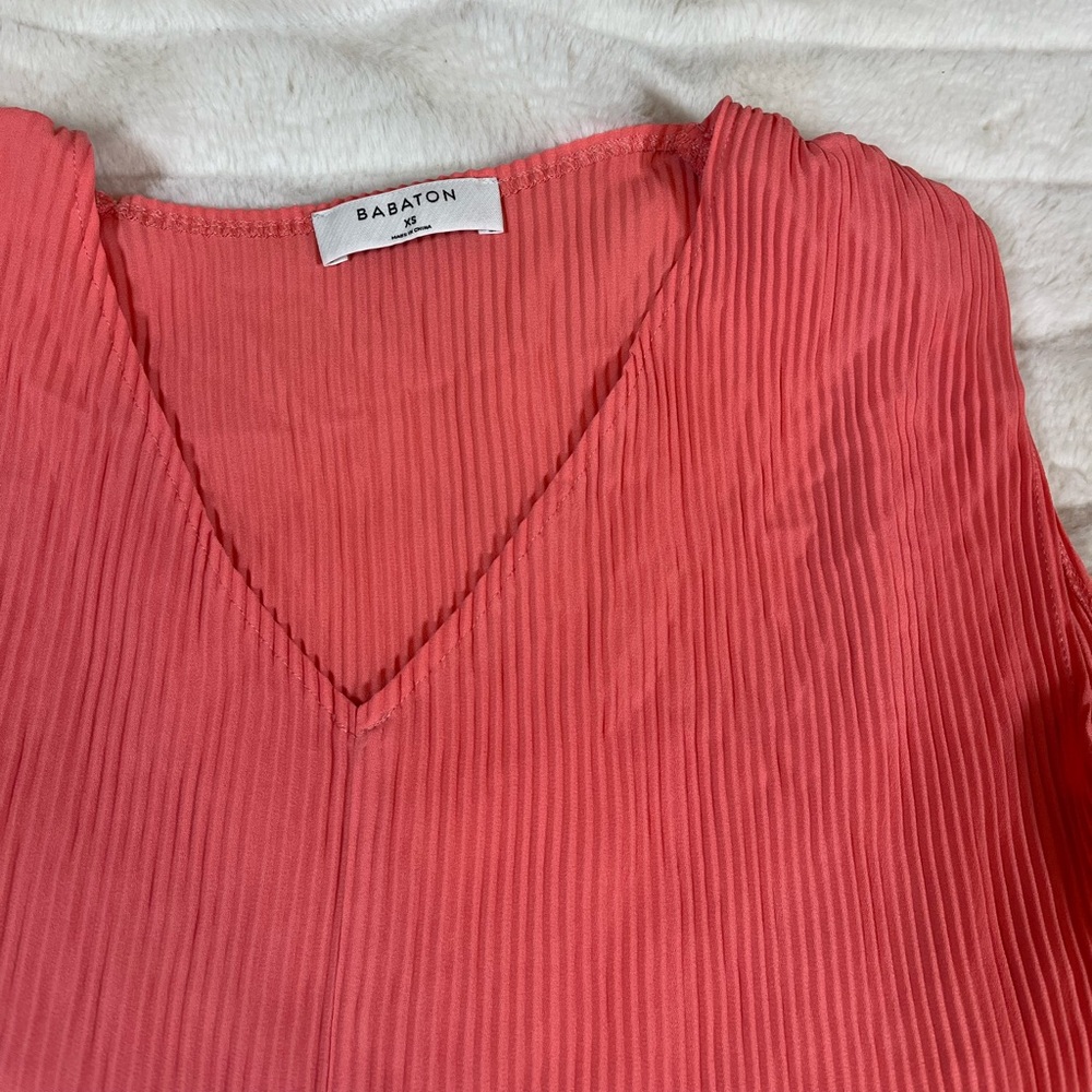 Babaton Aritzia XS Pink Orange Pleated Damien Light Work Office Top Spring Fall
